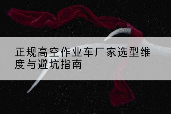 覃塘高空作业车厂家-正规选型维度与避坑指南